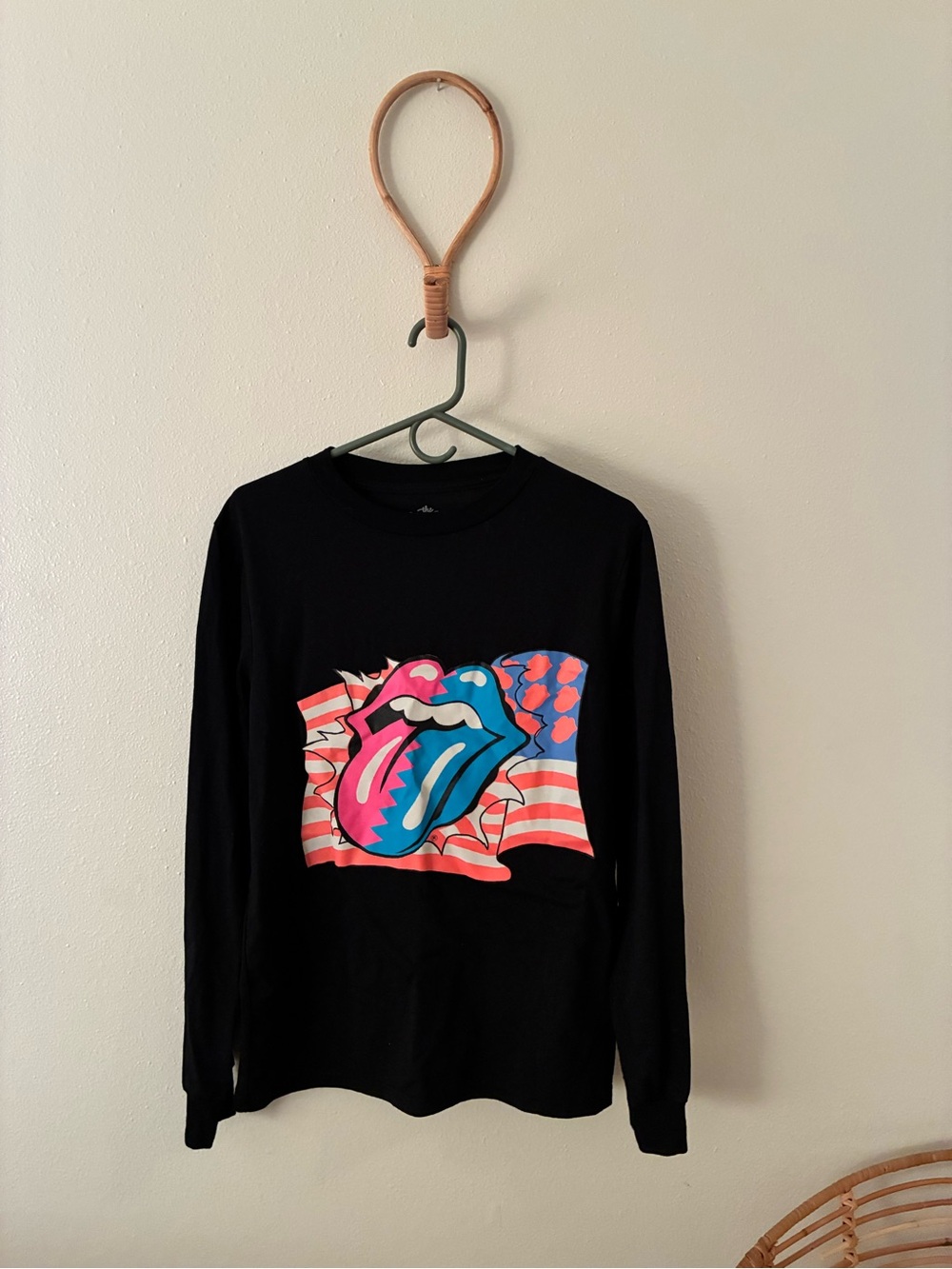 The Rolling Stones Black Long-Sleeve with Steel Wheels design